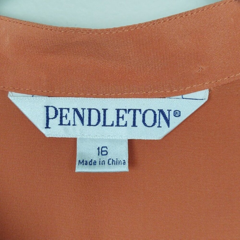 Pendleton 100% Silk Blouse Button Down Ruffle Fro… - image 3